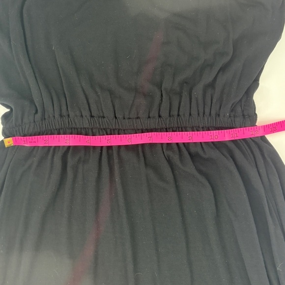 Earthbound Black Viscose Dress W/ Gold Accent Elastic Waist -Size medium - Picture 6 of 9